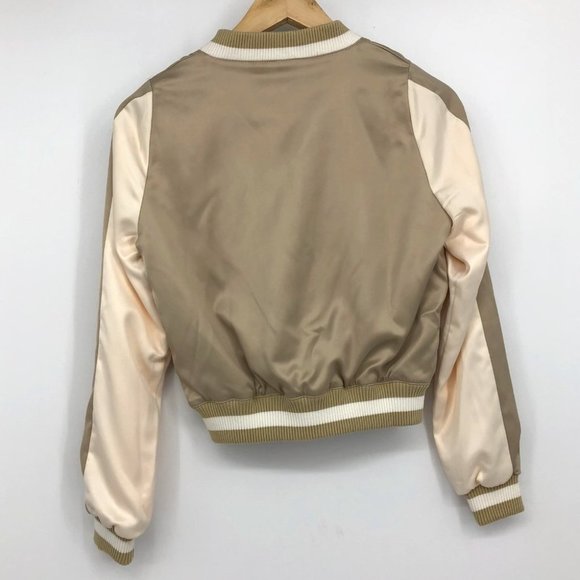 Maje Satin Bomber Jacket with Embroidered Floral Design - Picture 3 of 16